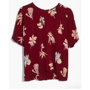 Madewell Women's Bird‎ of Paradise Button-Back Top Deep Crimson Red Size Medium